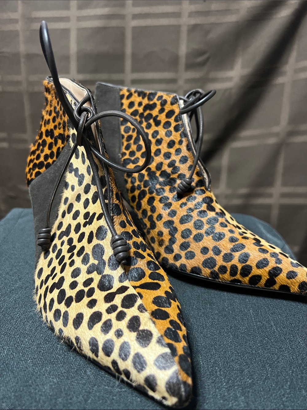 Ulla Johnson Mia Leopard Calf Hair Patchwork Booties Boots 39
